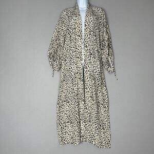 11 Honore Womens Top 2 Beige Cheetah Animal Print Long Duster Cardigan Resort